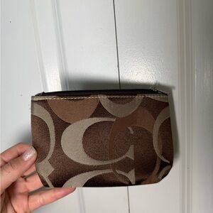 Coach Brown and Tan Monogram Pouch